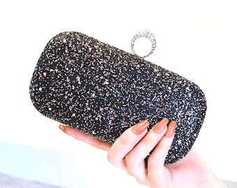 Bolso de mano con diseño de noche estrellada brillante, bolso minimalista para fiestas nocturnas (cadena desmontable)