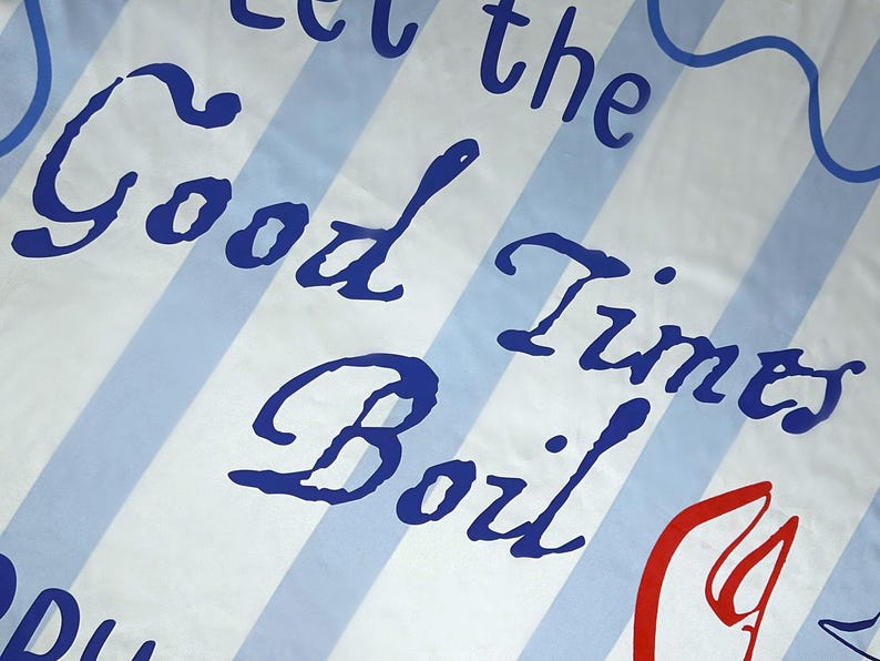 Personalized Crawfish Boil Silk Banner, Let The Good Times Boil Party Decor, Louisiana Crawfish Boil Family Party Backdrop image 9