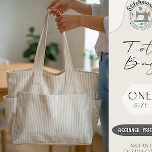 Tote Bag Sewing Pattern PDF | Canvas shopper bag | Beginner Friendly PDF Template (A4/Letter)