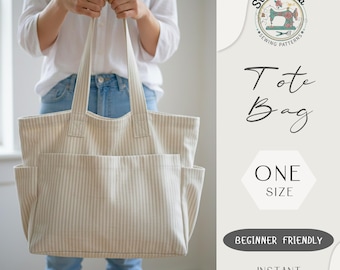 Tragetasche Schnittmuster PDF | Shopper Tasche aus Canvas | Anfänger Freundliche PDF Vorlage (A4/Letter)