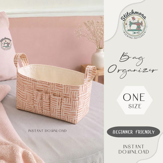 Multi Pocket Organizer Sewing Pattern | Storage Bin | Handbag Organizer DIY | Beginner Friendly PDf | A4/A0/US letter