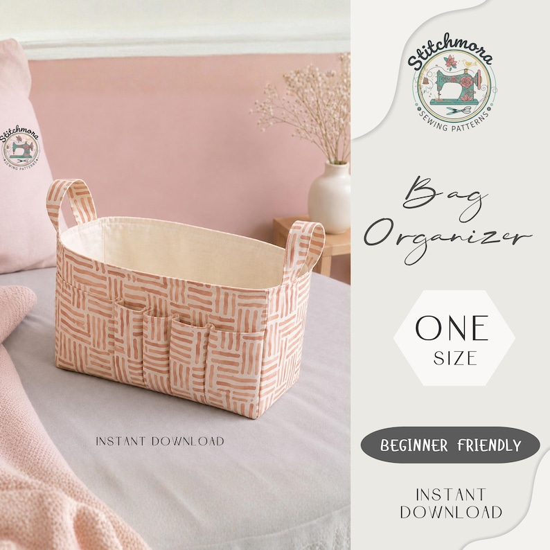 Organizer Sewing Pattern PDF | Fabric Organizer | Beginner sewing Cosmetic Caddy (Digital Download) image 1