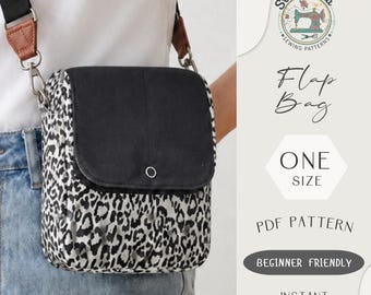 Cartamodello PDF per borsa a tracolla con patta / Borsa a spalla / Modello PDF adatto ai principianti (A4/A0/Lettera)