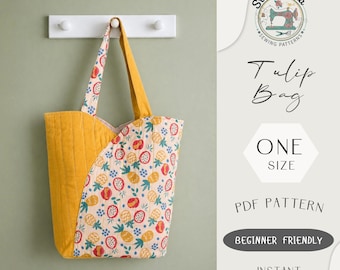 Molde em PDF para costura de bolsa Tulipa | Bolsa estilo japonês | Modelo fácil para iniciantes (A4/A0/Carta)