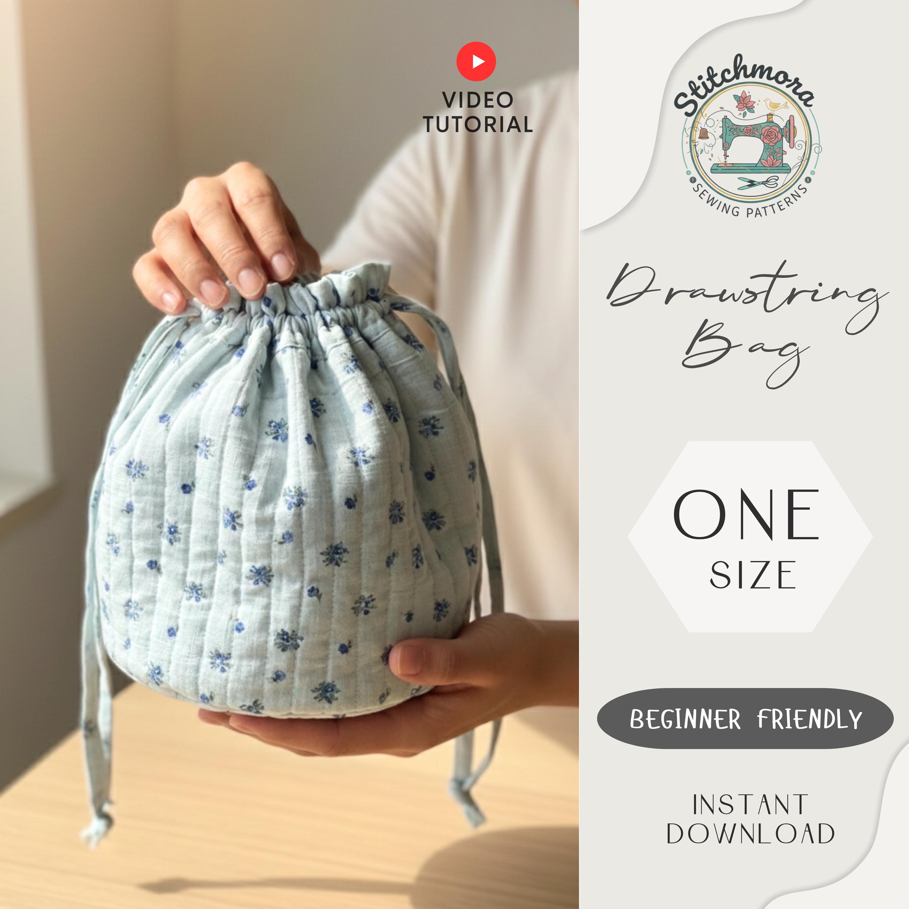 Drawstring Bucket Bag Sewing Pattern | Beginner Friendly PDF Template ...