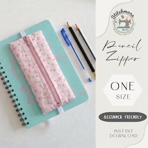 Pencil Zipper Pouch Sewing Pattern PDF, DIY Pencil Case for Beginners, Back to School Fabric Pouch, A4 A0 Letter Instant Download