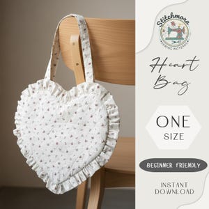 Cartamodello per borsa a forma di cuore / Modello fai da te per principianti per borsa tote (PDF A4/A0 incluso)