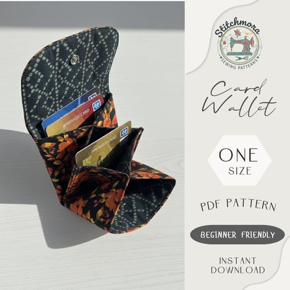 Accordion Wallet Sewing Pattern PDF, DIY Fabric Card Holder for Beginners, Compact Coin Purse Template, A4 A0 Letter Instant Download