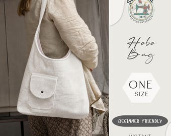 Boho Hobo Bag Schnittmuster PDF, große Slouchy Schultertasche für Anfänger, DIY Markt Tote Geldbörse, A4 A0 Letter Instant Download