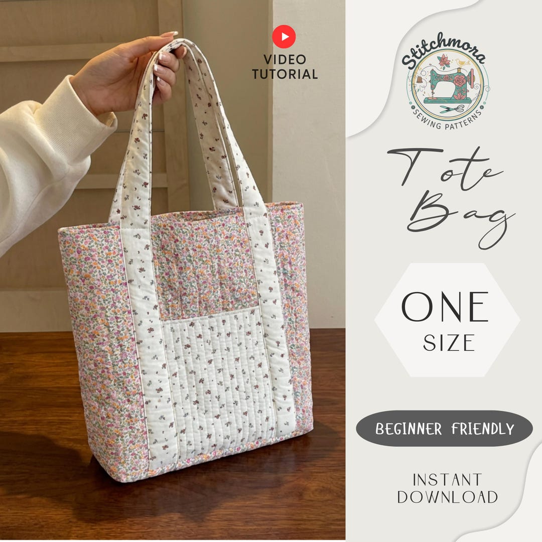 Quilted Tote Bag Sewing Pattern: Beginner Friendly PDF Template (a4 ...