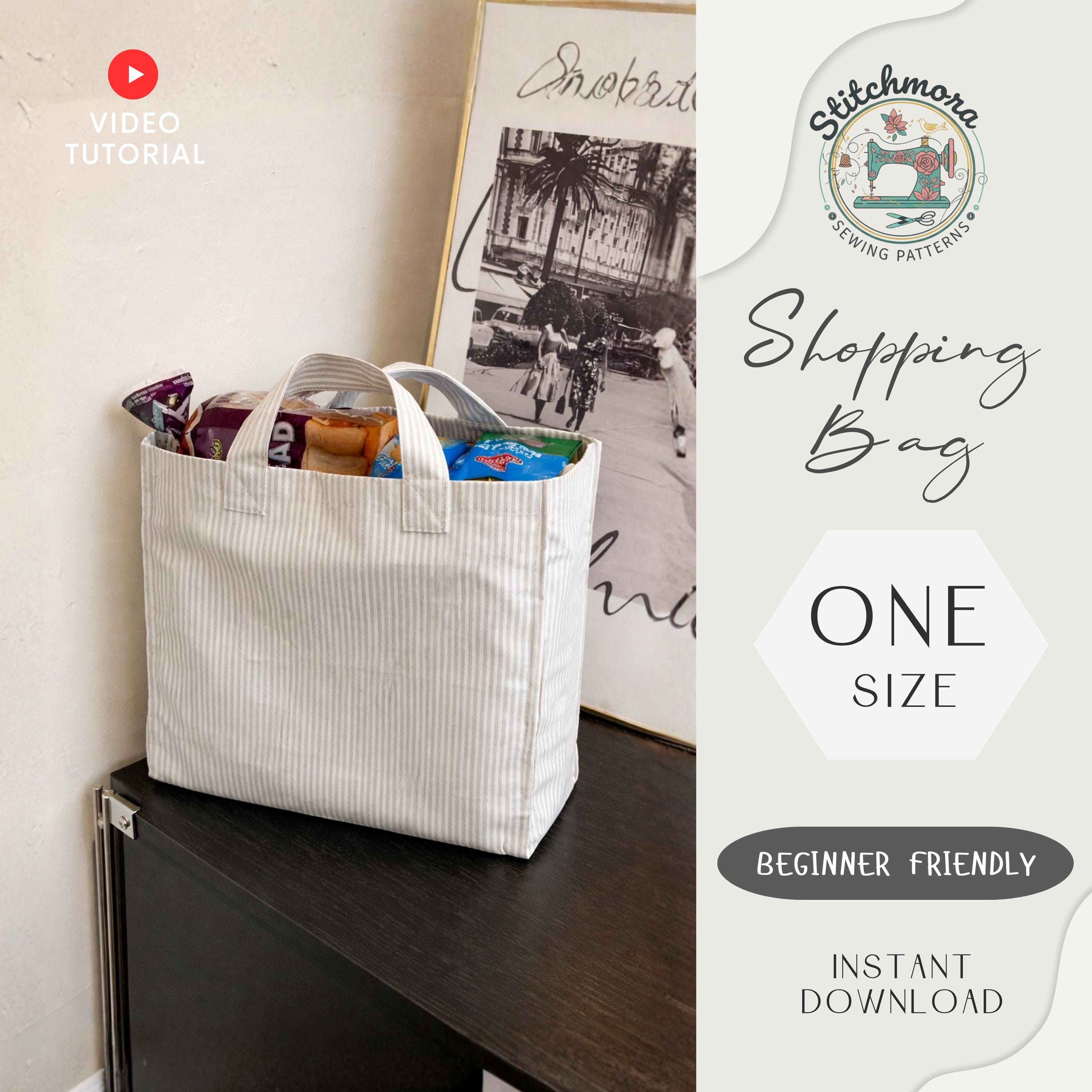 Grocery Shopper Bag Sewing Pattern PDF, DIY Reusable Canvas Tote for ...
