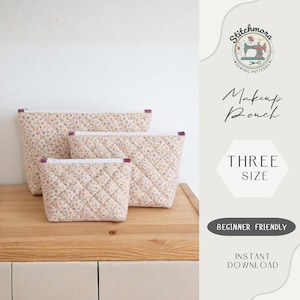 Makeup Bag Sewing Pattern | Beginner Friendly PDF, 3 Sizes (A4, A0, US Letter)