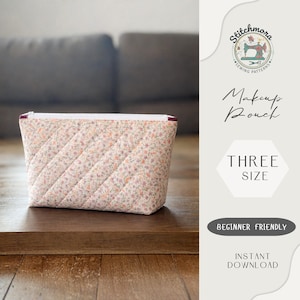 Wykrój na kosmetyczkę | PDF dla początkujących, 3 rozmiary (A4, A0, US Letter)