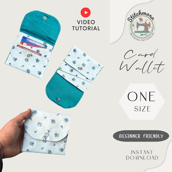 Mini Card Wallet Sewing Pattern PDF, DIY Fabric Card Holder for Beginners, Printable Small Wallet Template, A4 A0 Letter Instant Download