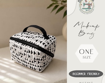 Cartamodello per borsa da trucco trapuntata / Organizer da viaggio per articoli da toilette / Adatto ai principianti (Cartamodello in PDF)