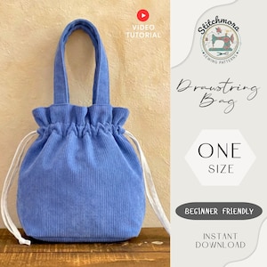 Drawstring Bucket Bag Sewing Pattern | Bucket Purse PDF | Beginner Handbag Pattern | A4/A0 & US Letter