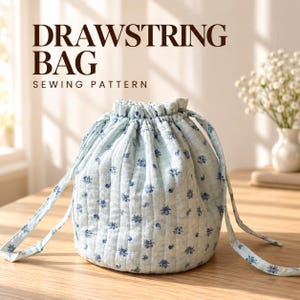 Drawstring Bucket Bag Sewing Pattern | Beginner Friendly PDF Template (A4/Letter)