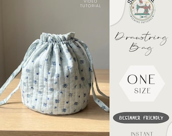 Kordelzug Eimer Tasche Schnittmuster | Anfänger Freundliche PDF Vorlage (A4/Letter)
