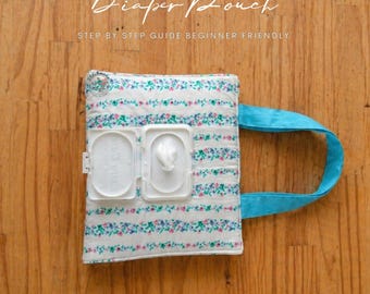 Cartamodello PDF per pochette porta pannolini e salviette Coco, idea regalo per baby shower, organizer fai da te per borsa fasciatoio per principianti, formato A4, A0, Letter.