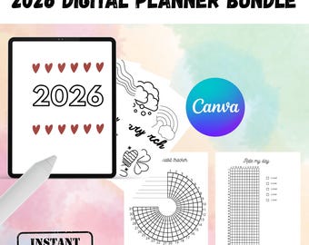 2026 Planner Bundle Tracker | digital, fully customizable, Canva