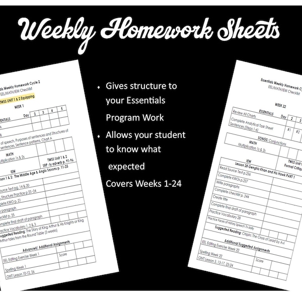 Cycle 3 Essentials Homework Sheets