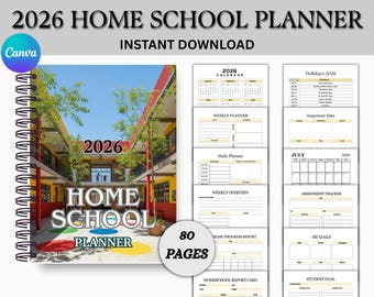 Digital Homeschool Planner | Kids Homeschool Planner | 2025-26 Homeschool Planner | Gradebook Homeschool Printable | Instant Download