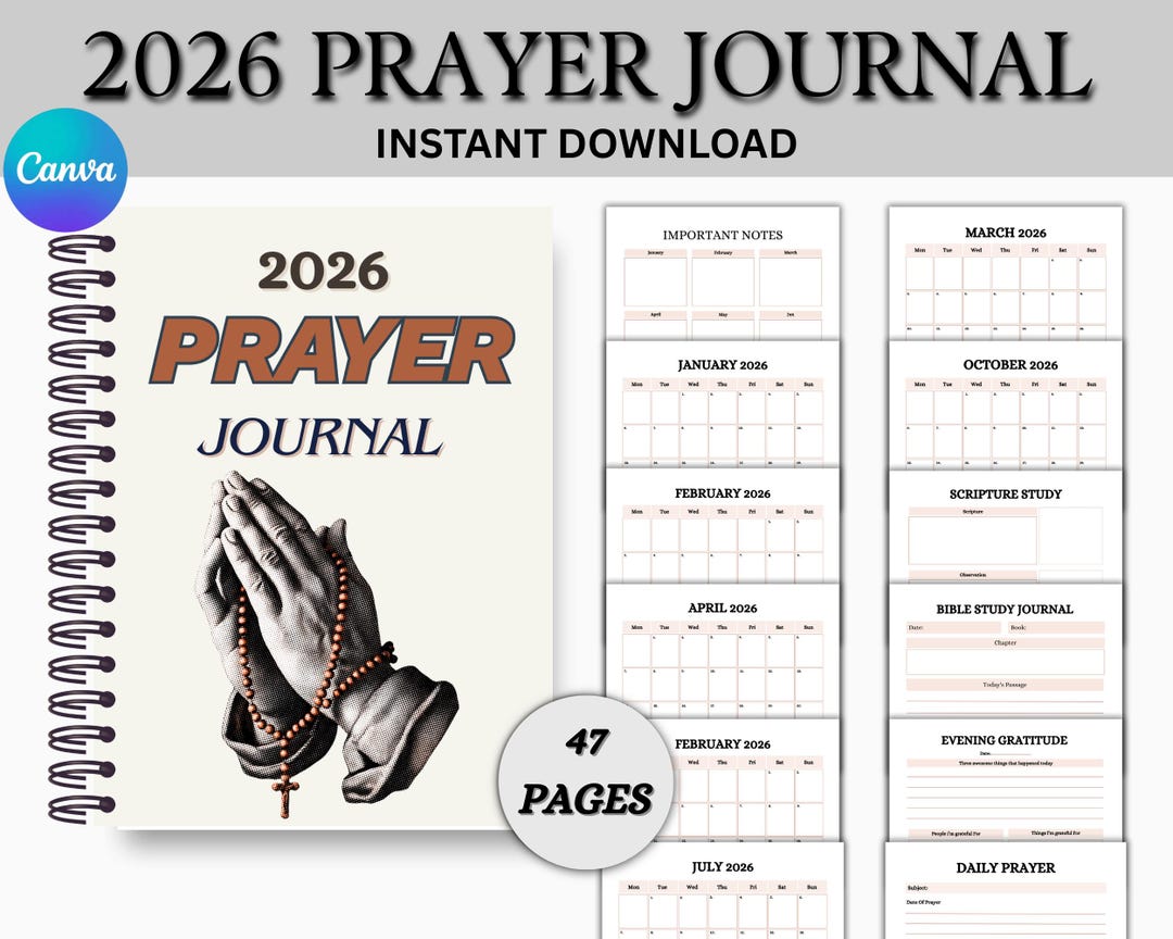 2026 Prayer Journal | Bible Study Planner | Faith Based Bible Study ...