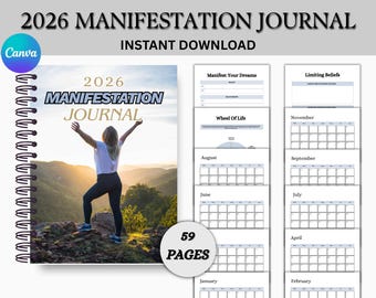 2026 Manifestation Journal | Vision Board Journal | Instant Download | New Year Goal Setting | Digital Tool | Manifesting Notebook