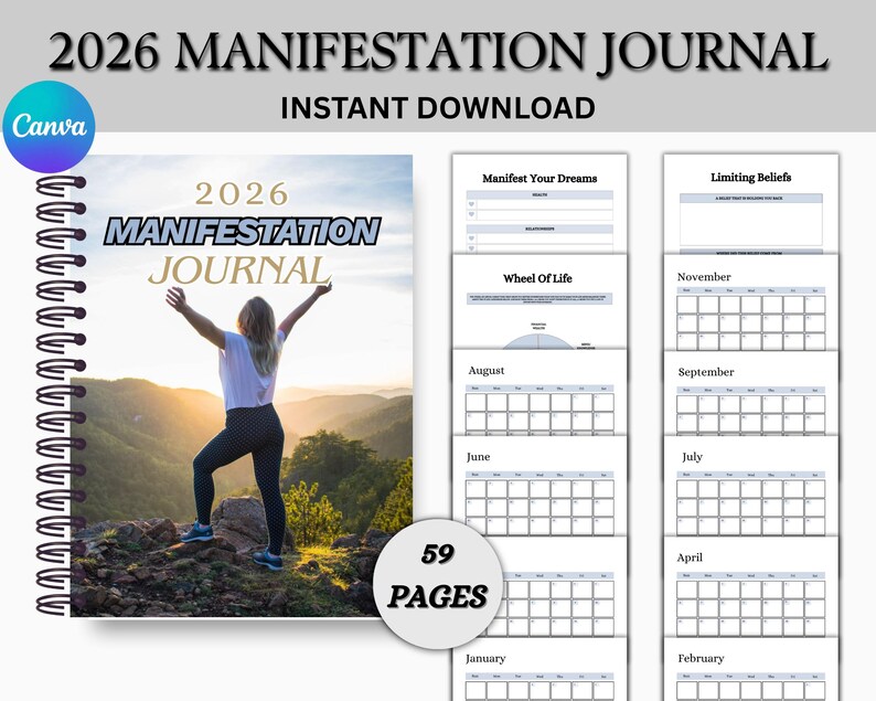 2026 Manifestation Journal | Vision Board Journal | Instant Download ...