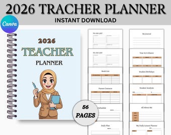 2026 Teacher Planner Canva | Editable Teacher Binder | Instant Download Lesson Plan PDF | School Year Organizer | Teacher Book Tracker