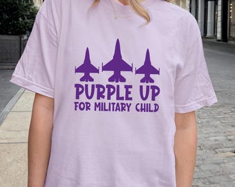Comfort Colors® Purple Up for Military Child Shirt, Military Child Awareness Tee, Military Gifts for Kids, Army Soldier Kids Gift