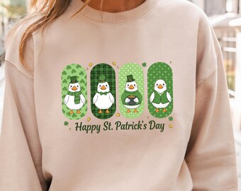 Happy St Patricks Day Goose Shirt, Cute Irish Duck Graphic Tee, St Paddy Family Outfit