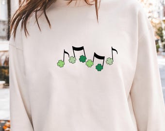 Patricks Day Music Note Sweatshirt, Shamrock Music Teacher Shirt, Music Shirt, Irish Music Lover Gift Tee, Lucky Tshirt