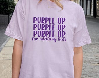 Comfort Colors® Purple Up for Military Kids Shirt, Military Child Awareness, Military Gifts for Kids,Military Mom Tee,Army Soldier Kids Gift