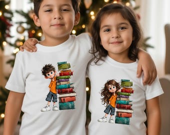 Kids Book Lover Shirt, Boy Girl Reading Graphic Tee, Family Matching Library Shirt, Teacher Gift, Custom Book Club Tshirt