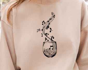 Music Notes Coffee Cup Shirt, Music Lover Tee, Musical Notes Line Art Tshirt, Coffee Music Shirt, Gift for Musician, Music Teacher Gift