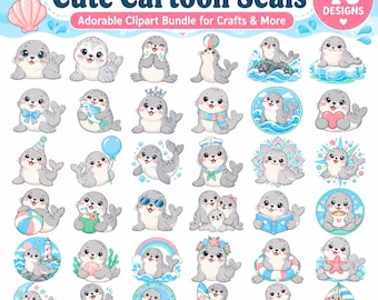 Seal Svg Bundle, Seal Clipart Png, Baby Seal Nursery Art, Ocean Animal Graphics, Arctic Sea Designs, Seal Sublimation, Kids Sticker Graphics
