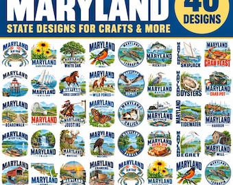Maryland Svg Bundle, Maryland State Png, Blue Crab Svg, Chesapeake Bay Png, Maryland Clipart, Crab Feast Svg, Coastal Sticker, Oyster Shell