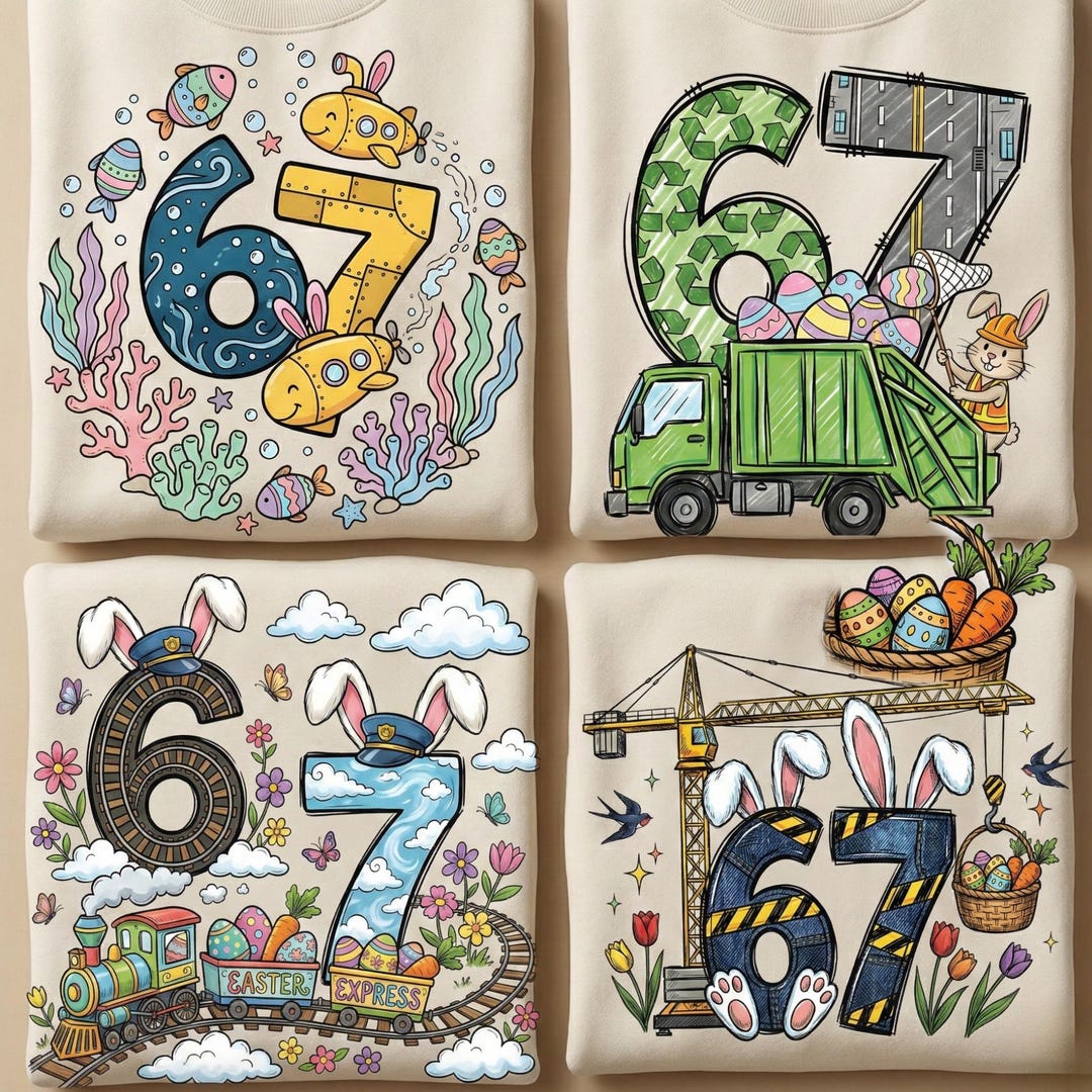 Easter Number 67 Bundle PNG Boy Construction Truck Train Garbage ...