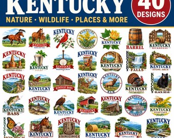 Kentucky Svg Bundle, Kentucky Png, Bluegrass State Clipart, Thoroughbred Horse Svg, Ky Bourbon Png, State Pride Shirt Design, Ky Travel Gift