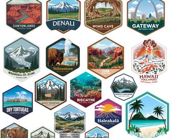Paquete de 63 Parques Nacionales PNG, Clipart de Parques Nacionales de EE. UU., Yellowstone PNG, Parque Glaciar, Acadia, Zion, Insignias de Parques Nacionales de EE. UU., 300 ppp