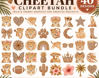 Cheetah Svg Bundle, Cheetah Clipart Png, Animal Print Designs, Cheetah Print Shapes, Western Boho Graphics, Safari Sublimation, Tumbler Wrap