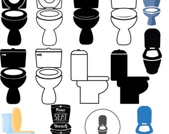 Paquete SVG de inodoro / Letrero de baño PNG / Siéntese / Clipart divertido de baño / Archivos de corte de símbolo de baño para Cricut y Silhouette