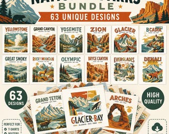 National Park Png, Yellowstone Png, Grand Canyon, Yosemite Png, Arches, Zion Png, Denali, Sublimation Design, Digital Download, DTF