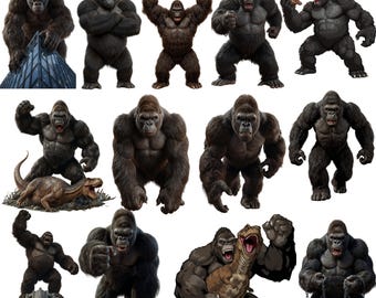 キングコング PNG | 巨大ゴリラのクリップアート | リアルなキングコングのデザイン | モンスターファイト PNG | ゴジラ対コング PNG | 映画のようなゴリラ PNG