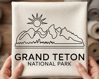 Grand Teton SVG PNG, Arte lineal de parque nacional SVG, Línea de montaña SVG, Senderismo minimalista SVG, Aire libre SVG PNG, Wyoming SVG, Acampada SVG, Naturaleza