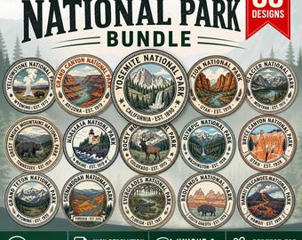 国立公園PNG、イエローストーンPNG、グランドキャニオンPNG、ヨセミテPNG、ザイオンPNG、グレイシャー、公園バッジ、昇華デザイン、デジタルダウンロード、DTF