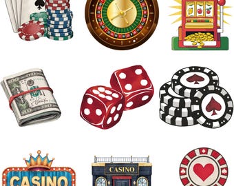 Casino PNG Bundle | Gambling & Poker Clipart Set for Shirts | Las Vegas Casino Graphics for Print on Demand