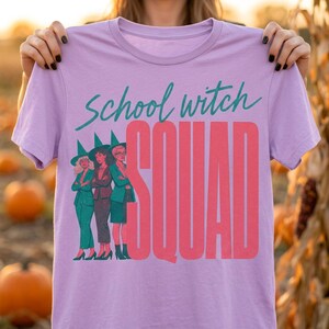 スクールウィッチスクワッドPNG、スタッフハロウィンTシャツ、面白い教育者シャツ、不気味な教職員ギフト、ティールトリオ、昇華デザイン、デジタルダウンロード、DTF