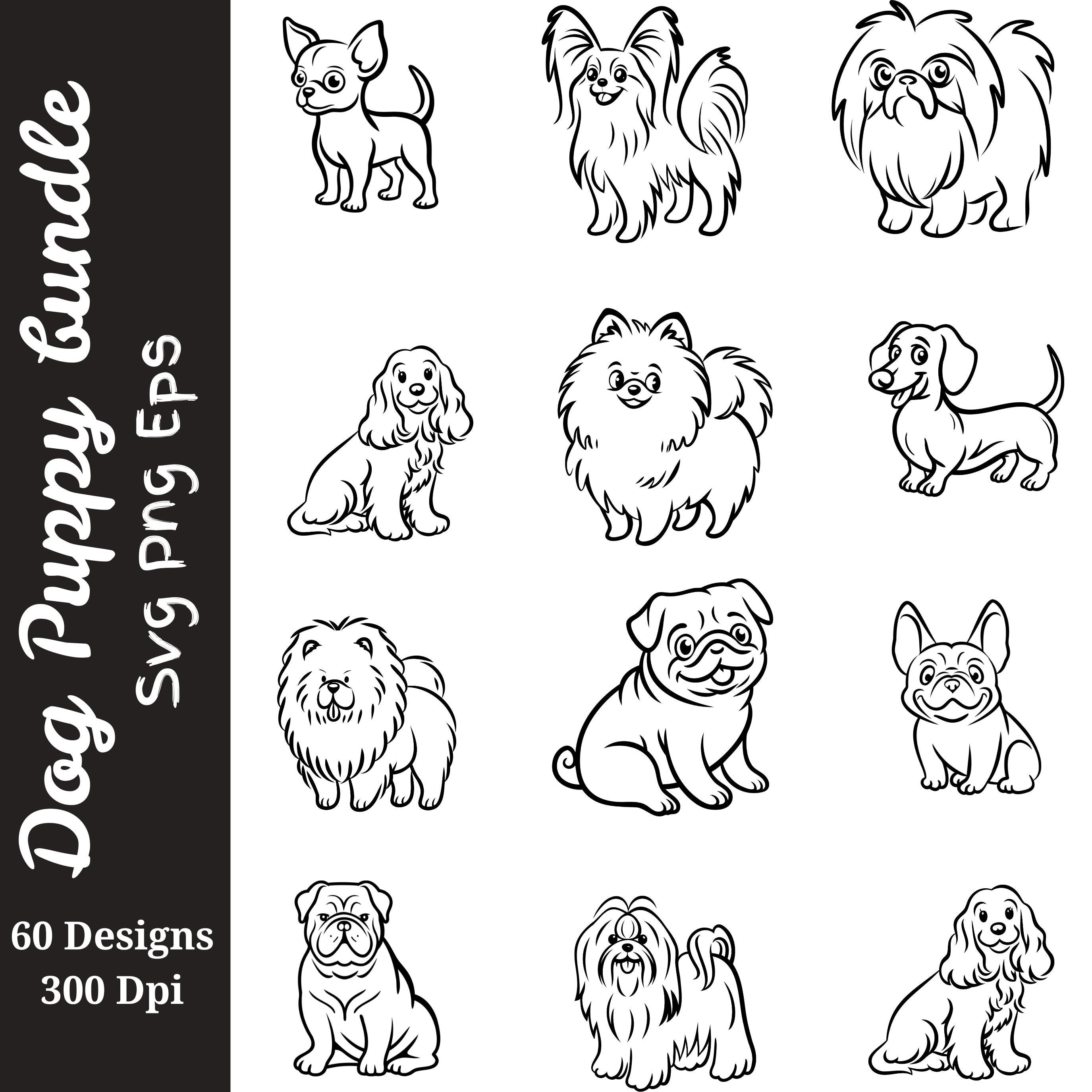 Dog Puppy SVG Bundle | 60 Cute Dogs Png and Eps | Puppies Dog Clipart ...